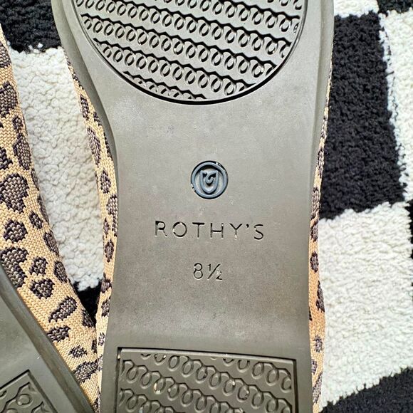 Rothy's The Flat Spotted Leopard Animal Print Round Toe Slip On Ballet Flats 8.5 - Picture 7 of 7